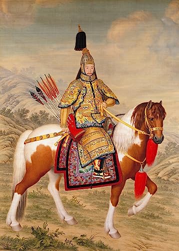 Affiche l'empereur Qianlong en armure Giuseppe Castiglione toile lin décoration grand salon 60x90cm