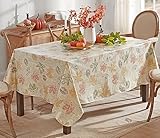 Newbridge Thanksgiving Stamped Abstract Leaves Vinyl Flannel Backed Tablecloth, Contemporary Leaf Print Indoor Outdoor Easy Care Table Cover, 52 x 70 Inch Rectangle