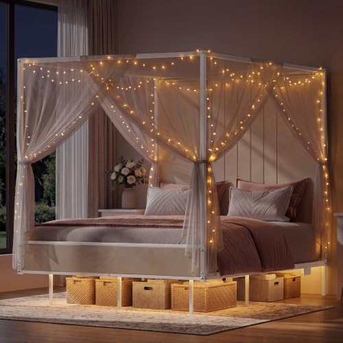 Full Canopy Bed Frame with Smart LED Lights & Built-In Charging Station — view 3