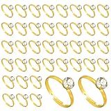 Azefnuhk 40Pcs Adjustable Bridal Shower Fake Rings, Plastic Engagement Rings, Fake Games Ring for Wedding Celebrations Table Decorations Party Favors Cupcake Toppers