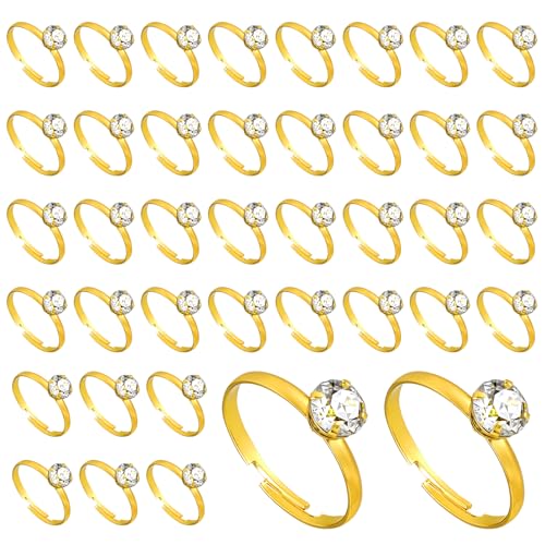 Image of Azefnuhk 40Pcs Adjustable Bridal Shower Fake Rings, Plastic Engagement Rings, Fake Games Ring for Wedding Celebrations Table Decorations Party Favors Cupcake Toppers