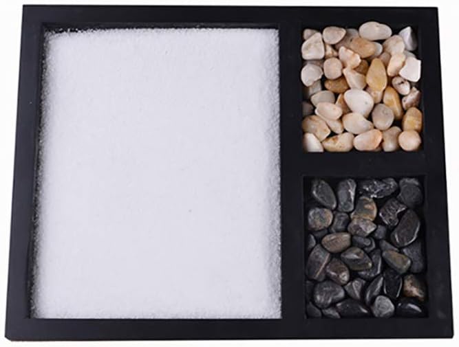 Yosoo Mini Meditation Sand Table, Sensory Relaxation Desk Decoration with Fine Sand Rake and Rocks, for Home Office Coffee Table Mantel (Black)