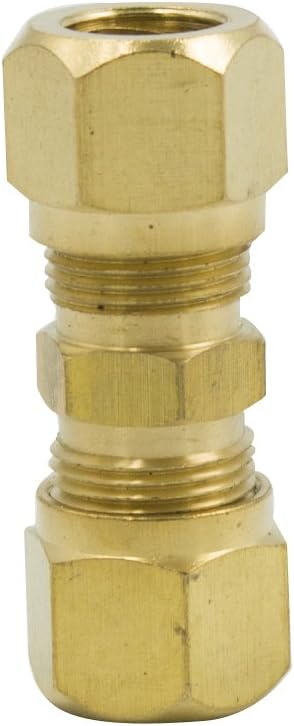 Legines DOT Brass Nylon Air Brake Tubing Fitting, Union, 1/4" Compression Tube x 1/4" Compression Tube, 2 pcs