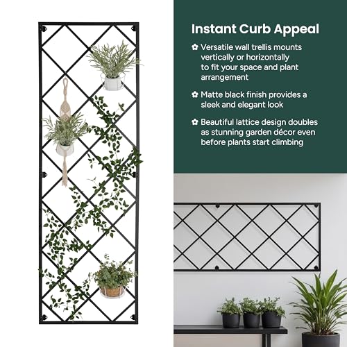 Giant Wall Trellis, 8 Foot Tall (96” high by 32” Wide), for Outdoor Climbing Plants, Sturdy Rectangular Shaped Metal Frame with Lattice Design