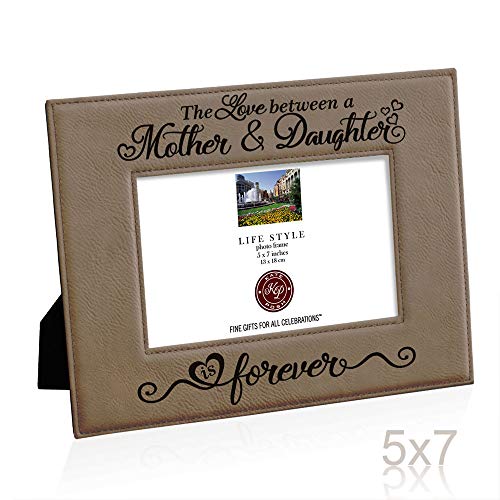 Kate Posh The Love Between A Mother & Daughter Is Forever Engraved Leather Picture Frame, Mother Of The Bride, First Mother's Day, Mommy & Me (5X7-Horizontal) #TOP2