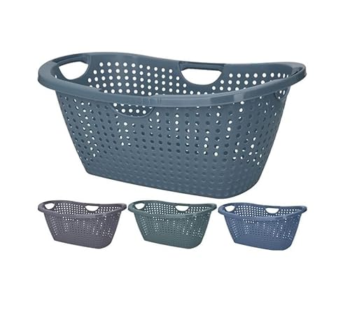 1x Laundry Basket Hip Hugger Plastic Clothes Storage Washing Bin Household random color
