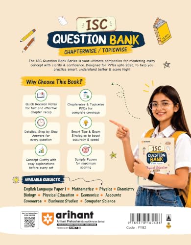 Image of Arihant ISC Question Bank Class 12 Physical Education For Exam 2027 | 15 Years Chapterwise & Topicwise PYQs (2026-2012) with Detailed Step-by-Step Solutions, Examiner's Comments,Tips & 3 Sample Papers