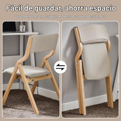 Miniatura 5 de Sobuy Fst40-Hgx4 Lote De 4 Sillas De Madera Silla Plegable Silla De Cocina Silla De Comedor Gris 48 X 58 X 78 Cm Es