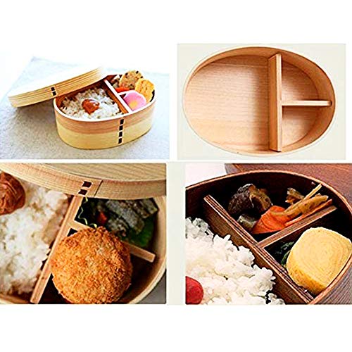 Lancheira de madeira estilo japonês GUANGE com separador interno, lancheira Bento de madeira natural