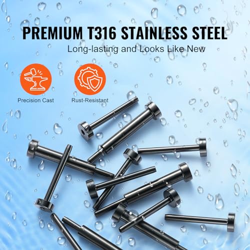VEVOR 30er-Pack unsichtbares Kabelgeländer-Set, T316 Edelstahl 1/8 unsichtbare Aufnahme und Gesenkbolzenende für Kabelgeländer, Gesenkspanner 1/8 für Holz-/Metallpfosten, Kabelgeländer-Hardware, sch