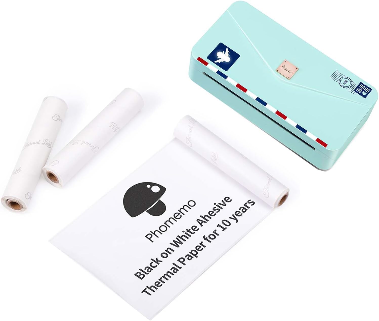 Phomemo M04AS Mini Printer with 110mm White Adhesive Paper Bundle