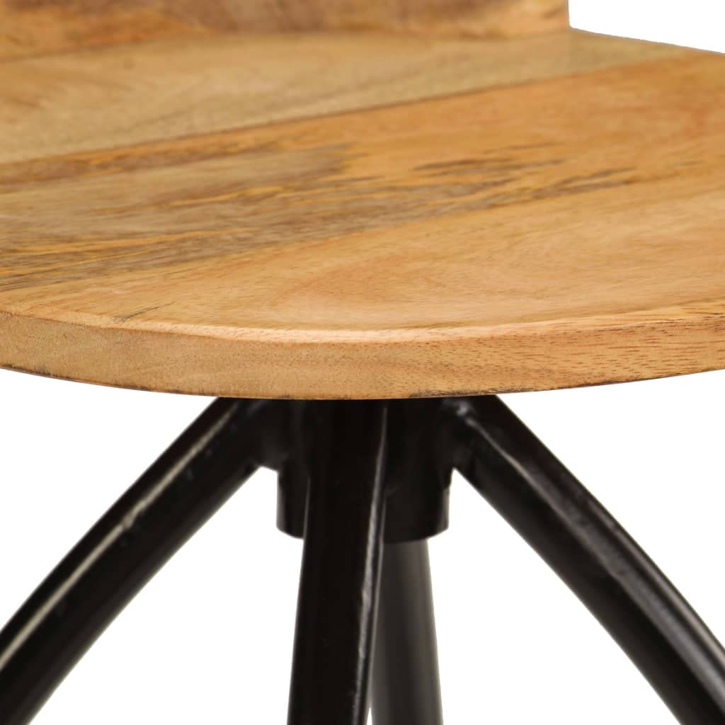 Taboret barowy 2 szt. lite drewno mango z oparciem i podnóżkiem, taboret kuchenny z drewna i metalu, stabilne stołki do jadalni, baru, ladu, wzornictwo przemysłowe, 40 x 40 x 82 cm
