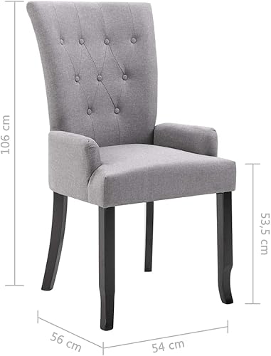 Miniatura 2 de 6-Piece Light Gray Fabric Dining Chairs with Armrests, Modern Farmhouse Kitchen Chairs, Oak Wood Frame Comfortable Upholstered Seating for Dining