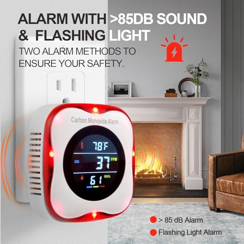Carbon Monoxide and Natural Gas Detector,Vzmcov Plug in Co and Gas Detector,Propane, Natural, Methane,and Explosive Gas Alarm,HD Screen & Indicator Gas Detector for Kitchen, Home - Thumbnail 4