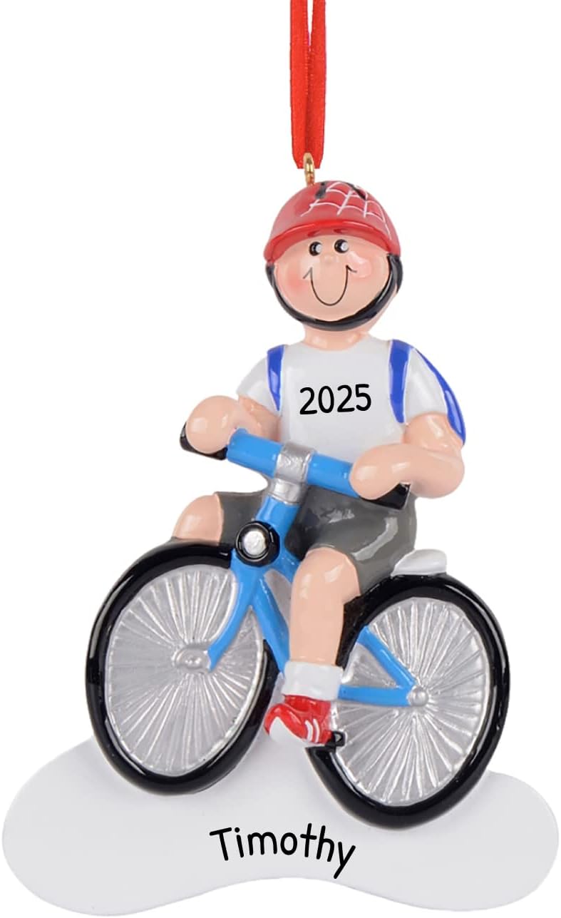 Personalized Bicycle Ornament - Son Christmas Ornaments 2026 Cyclist Ornament Dirt Bike Kids Christmas Ornaments 2026 Mountain Bike Boy for Tree