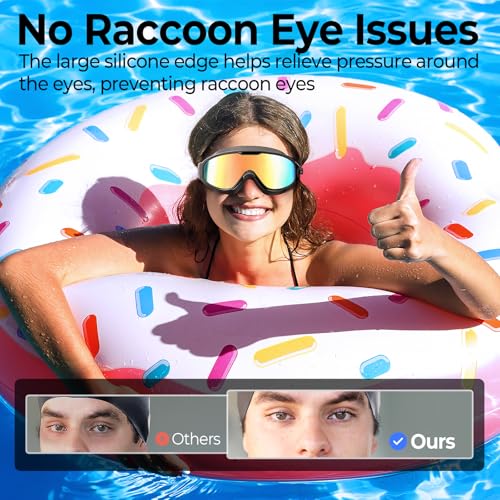 VegoVia 2 Pack Goggles Swimming Adult Men Women, Anti-Fog Pool Water Swim Goggles 180° Wide View UV Protection No Leaking Silicone Swim Glasses Attached Earplugs for Youth Beach Open Water Beach by VegoVia - Image 5