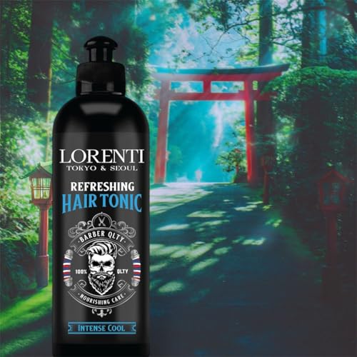 Lorenti Refreshing Hair Tonic 200ml | Intense Cool Haarwasser mit Menthol & Minze | Erfrischende Kopfhautpflege gegen Juckreiz & Trockenheit | Herren Aftershave-Tonic für Haare & Bart
