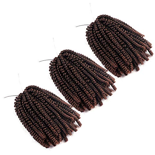 Fluffy Spring Twist Crochet Hair 3 Pack Spring Twist Hair Extensions Ombre Colors Crochet Braids Synthetic Braiding Hair Extension (T1B/30,8 Inch)