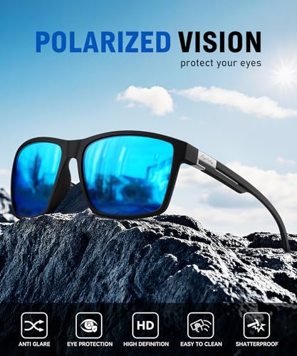 Rayruling Polarized Sunglasses Men Women, Sport Sunglasses Men Black, Retro TR90 Ultralight Frame, UV400 HD Golf/Driving/Fishing/Travel Glasses/Outdoor Sports Fashion - Image 5