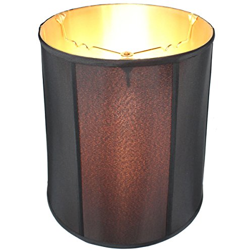 12X14X15 Black Fabric Drum Lampshade With Gold Liner With Brass Spider Fitter - Perfect For Table And Desk Lamps - Medium, Black #TOP1
