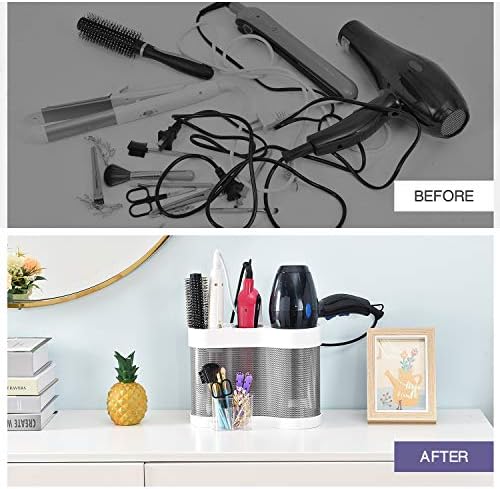 Kingrack Hair Dryer Holder,Stainless Steel Styling Dock,Wall Mount Hair Station Storage,Hair Tool Storage with Heat Resistant Silicone,Hair Straightener Organizer,Blow Dryer Storage,Hair Dryer Storage
