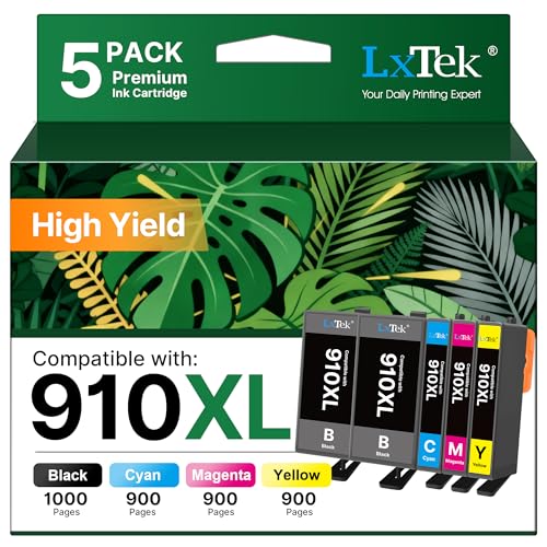 Image of LxTek 910XL Ink Cartridges for HP Printers HP910XL Replacement for 910XL | for HP 910XL Ink Cartridges Combo Pack for OfficeJet 8010 8015 8018 8022 Pro 8020 8025 8028 8035 Printer (5 Pack)