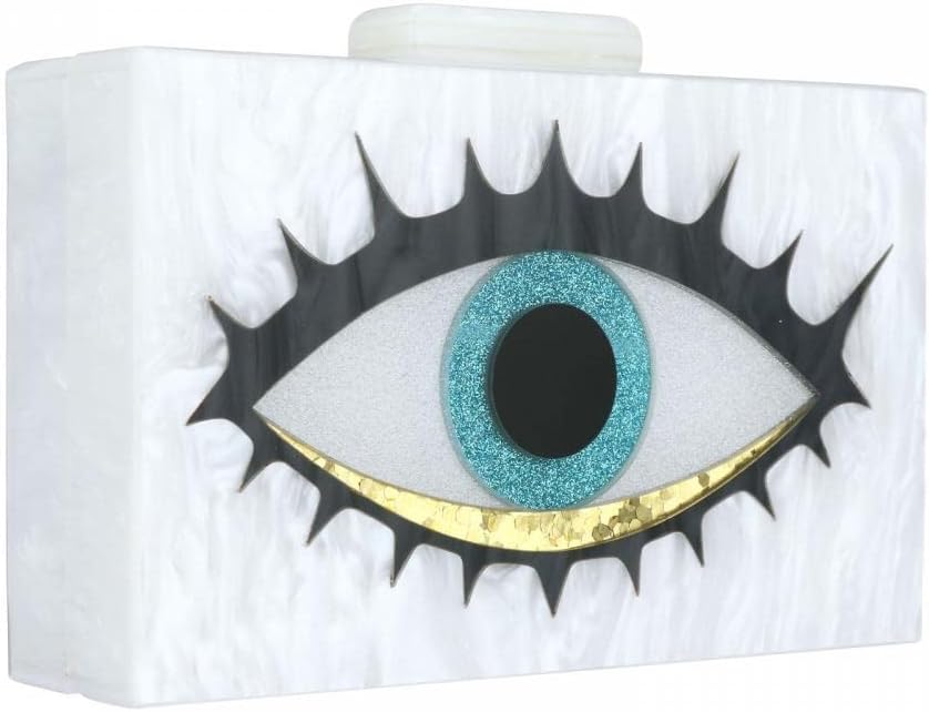 Gets Acrylic Clutch Purses for Women Evening Bag Eyes Multicolor Perspex Box Clutch Glitter Purse Handbags Crossbody Bag