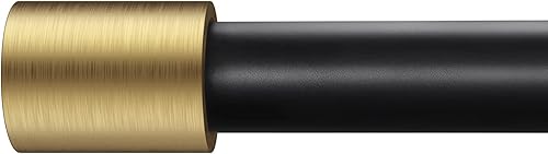 BRIOFOX Barras de cortina para ventanas de 72 a 144 pulgadas, barra de cortina moderna de 1 pulgada con remates de tapa de extremo dorado cepillado