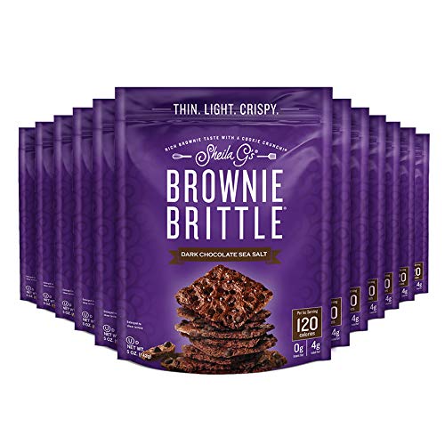 Sheila G's Brownie Brittle Dark Chocolate Chip Sea Salt Sweet Crispy Snack-Low Calorie,Sweets & Treats Dessert,Healthy Chocolate,Thin Sweet Crispy Snack-Rich Brownie Taste w/ Cookie Crunch- 5 oz, 6 Pk
