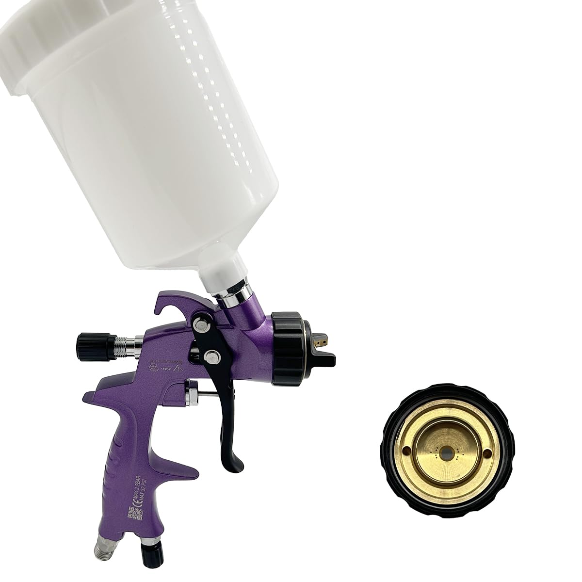 HVLP Pistola a spruzzo 1,4 mm, 1,7 mm, 2,0 mm, ugello in acciaio inox, capacità 600 ml, spruzzatore professionale per vernice a gravità, per primer e vernici