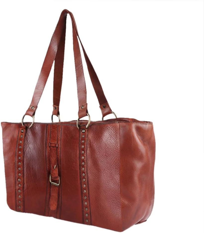Spaghetti Western Tote Bag Vintage Handmade Drum Dyed Genuine Leather