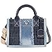 True Religion Women's Tote Bag, Frayed Denim Modern Carryall Handbag with Removable Crossbody Strap, Denim Blue
