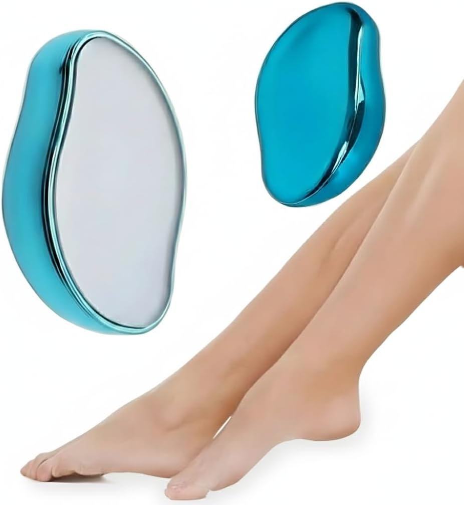 Crystal Hair Removal Device for Women and Men – Painless Exfoliating Hair Eraser, Reusable & Washable Body Hair Remover (Blue)