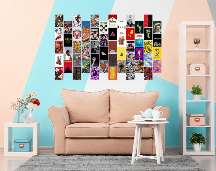 Image of Pack of 54 Hypebeast Wall Collage Kit Posters - 4 x 6 Inches Wall Decor Poster - Wall Art For Bedroom, Living room, Office - 1 Tissue Tape