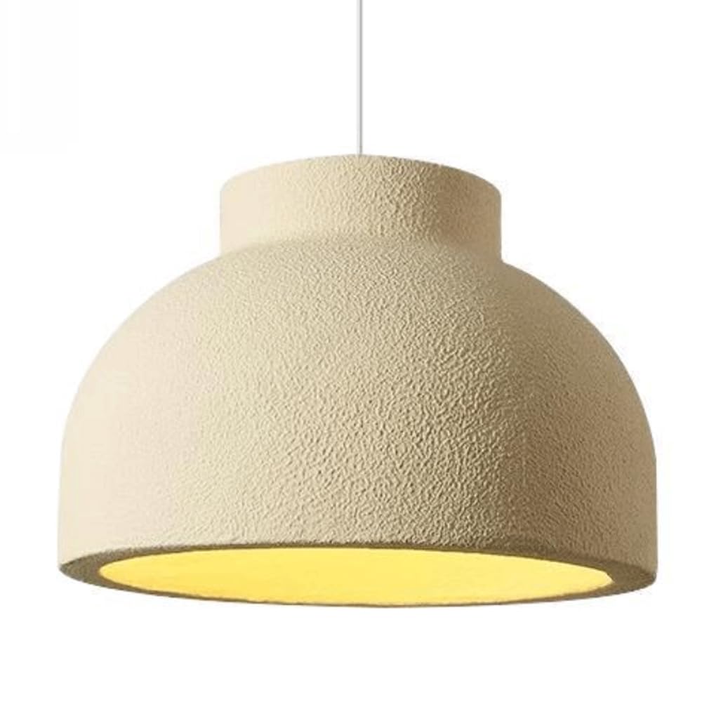 ESIYUVO Wabi Sabi Pendant Light Bell Shaped Hanging Lamp Hand Carved Lighting Fixture High Density Polystyrene Chandelier with Adjustable Cord E27 for Dining Room Bedside Hallway Guesthouse Hotel