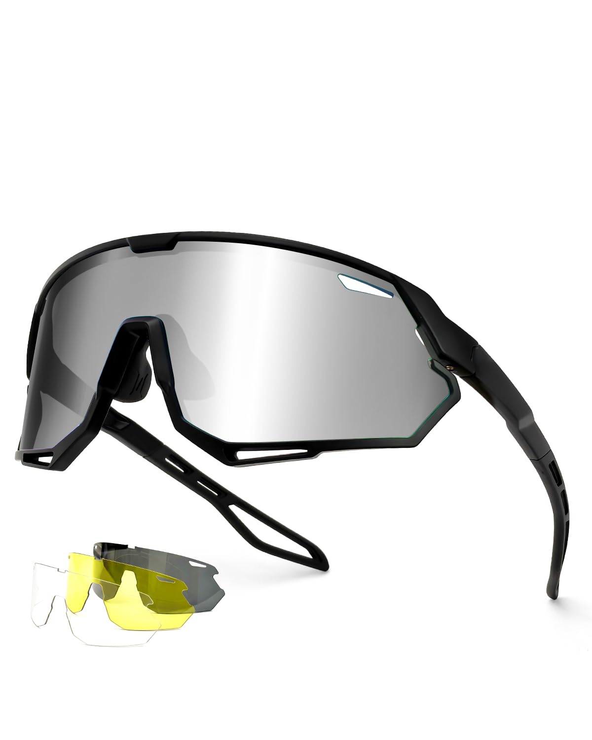 Meeloog Cycling Glasses for Men Women with 3 Lenses, Anti-Slip