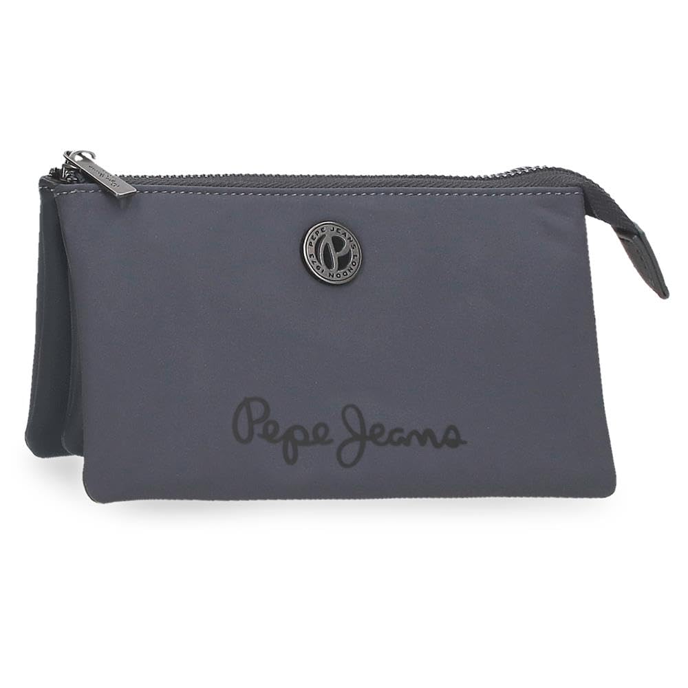 Pepe Jeans Corin Three Compartment Purse Grey 17.5x9.5x2cm Polyester and PU 0,33L by Joumma Bags, Grey, One Size, Three Compartment Purse