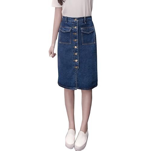 knee length denim skirt uk