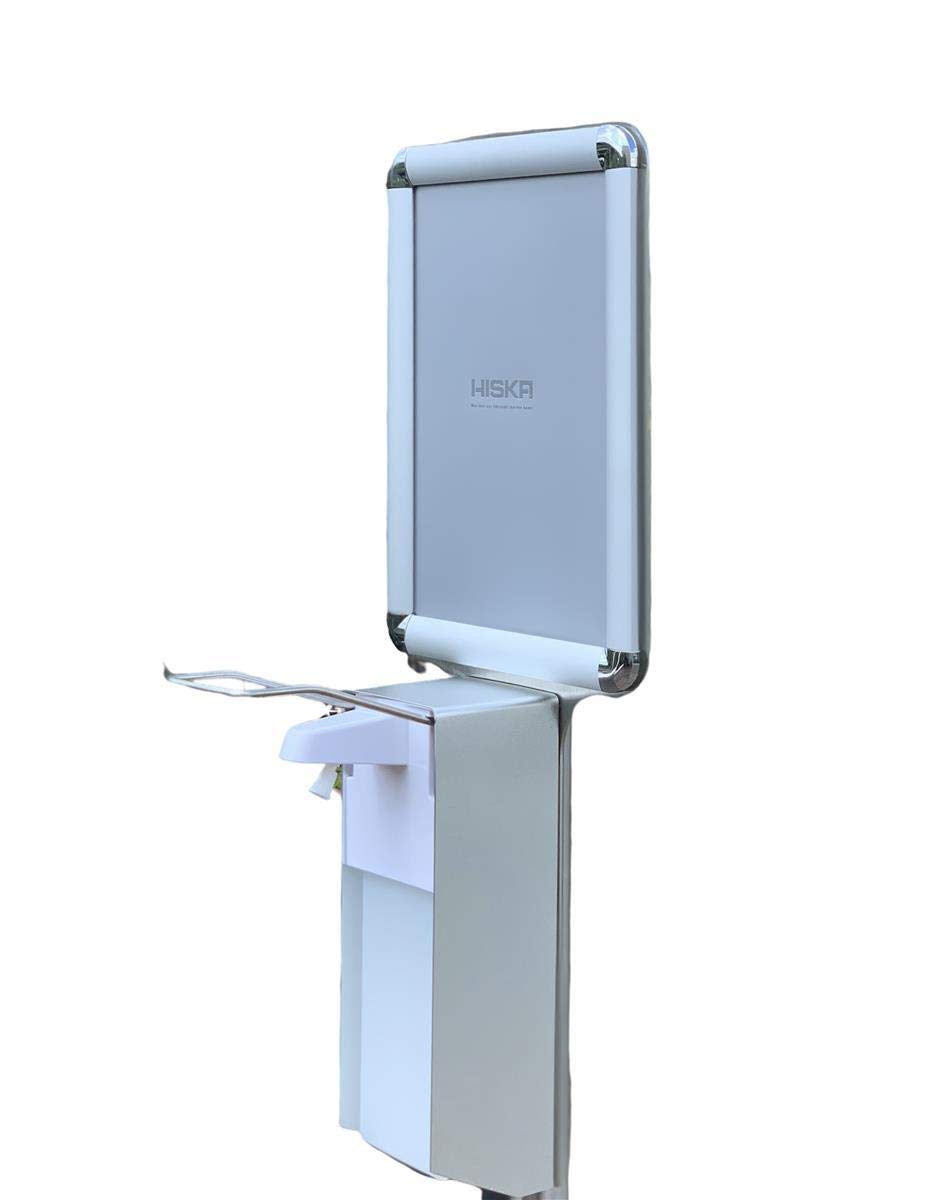 Mobile Hygienestation HS-300 mit Schild für z.B Desinfektionsmittel oder Handpflegeprodukte, 1000ml Behälter Grau Alu