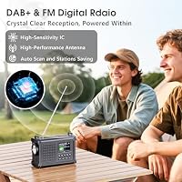 Kurbelradio DAB/UKW, Tragbare Solar Notfallradio mit 12000mAh Wiederaufladbare Powerbank, 2,4 "großes Farbdisplay, LED Taschenlampe & Leselicht, DAB+ Baustellenradio mit Bluetooth & SOS für Wandern – Ansicht 2