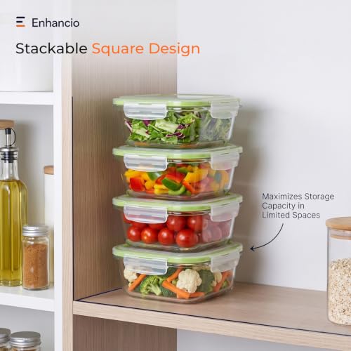 Image of Square Borosilicate Glass Containers with Lids, 800 ml Each, Set of 3 | 100% Food-Safe, Airtight & Leakproof | Microwave, Freezer & Dishwasher Safe for Lunch and Storage
