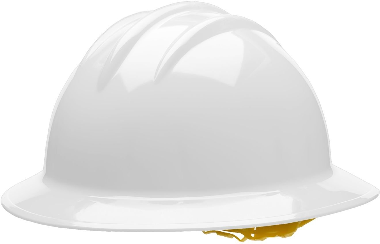 Bullard 34WHP Classic Extra Large Full Brim Style Hard Hat, 6 Point Pin Lock Suspension, White, One Size