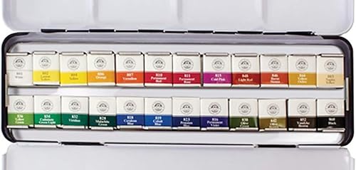 Miniatura 2 de MUNGYO Juego de colores de agua profesionales de tamaño medio sartén en estuche de latapaleta de mezcla integral en la tapa (24 colores)