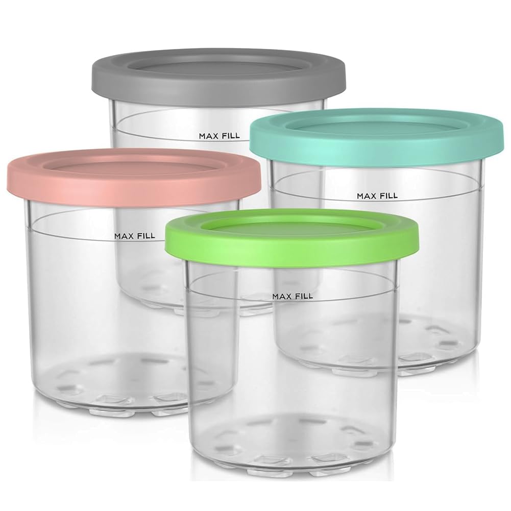 Amazon.com: 4 Pack Containers for Ninja CREAMi Ice Cream Maker