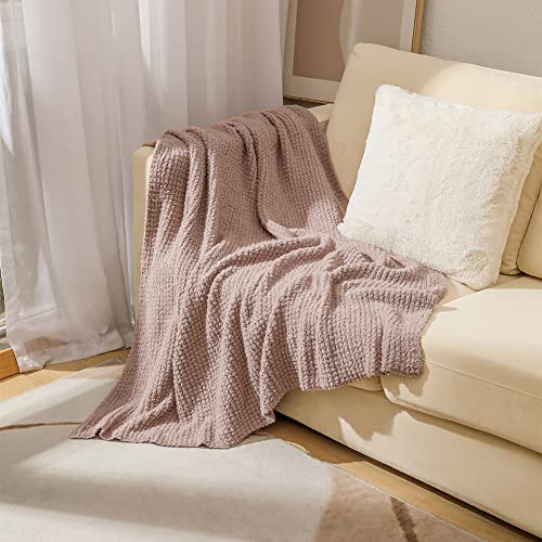 Nakedcloud Super Soft Warm Cozy Knitted Blanket Waffle Plaid Pattern Lightweight Fluffy Knit Throw Blanket For Couch Bed Chair Sofa Blush Pink 50×60In #TOP1