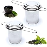 2pcs Teesieb Edelstahl Feines Teesieb für Losen Tee Teefilter mit Deckel und Faltbare Doppel-Griff Teesieb für Tasse Teesieb Premium Teeei Edelstahl Tea Strainer für die meisten Teekanne Tassen