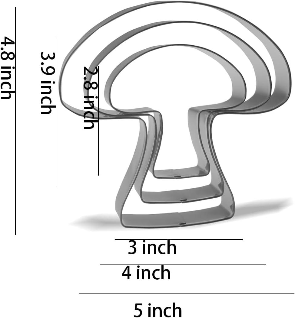 Keewah Mushroom Cookie Cutter Set - 5”,4”,3” - 3 Piece - Stainless Steel