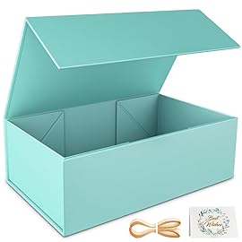 Turquoise Gift Box, 9.5x6x3\'\' Gift boxes with Lids Magnetic Closure Rectangle Collapsible for Bridesmaid Proposal Box, Wedding, Christmas, Birthday
