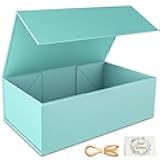Turquoise Gift Box, 9.5x6x3'' Gift boxes with Lids Magnetic Closure Rectangle Collapsible for Bridesmaid Proposal Box, Wedding, Christmas, Birthday