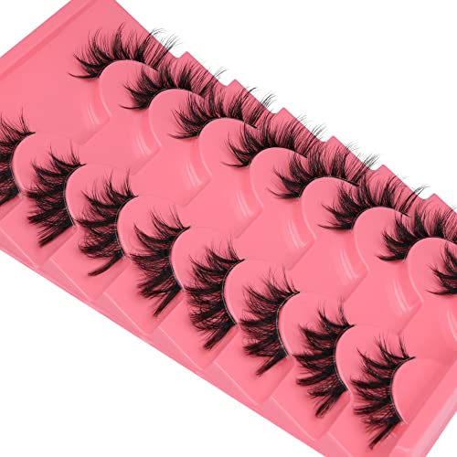 Half Lashes Natural Clear Band Eyelashes 3 4 False Lashes Wispy Fluffy Fox Style Half Eyelashes 8 Pairs Half Fake Eyelashes Pack #TOP4